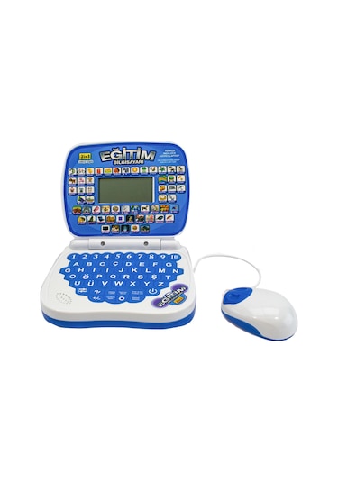 Oyuncak Laptop Eğitim Bilgisayarı Türkçe İngilizce Eğitici Mavi