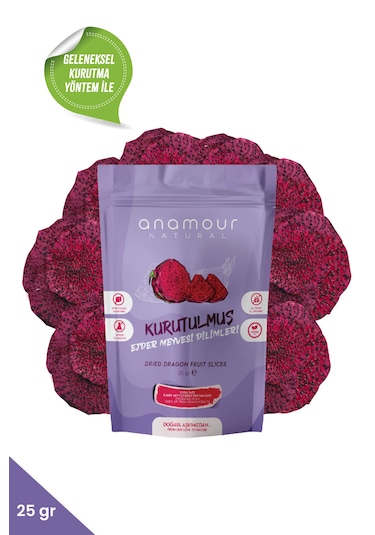 Anamour Natural Ejder Meyvesi Kurusu Cips Ejder Meyvesi Şekersiz 25 G