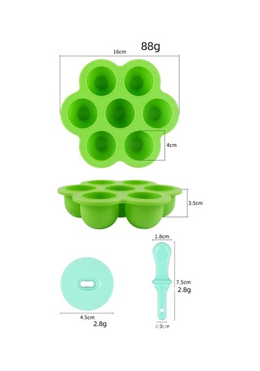 7 Renkli Yaratıcı Dondurma Kalıbı Kapaklı Dıy Renksiz Kokusuz Ev Yapımı Dondurma Kalıbı Dondurma Ve Buz Küpü Tepsisi Kalıpları Yeşil