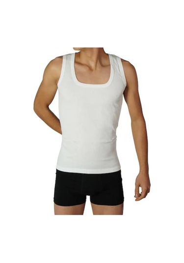 Nazar Yıldız Erkek Penye Atlet Büyük Beden Beyaz-Beyaz-4Xl Beyaz