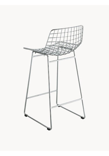 Westwing Wire Metal Tezgah Taburesi Siyah, Endüstriyel Tasarım Sandalye Gümüş