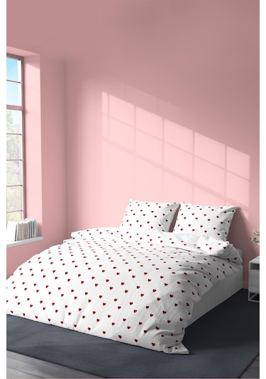 Pamuklu Çift Kişilik Nevresim Seti Nevresim Ve Yastık Kılıfı Çarşafsız Eleanor Beyaz