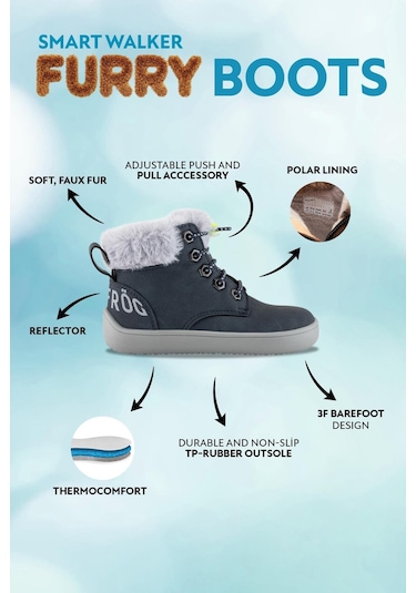 Hopfrög Furry Boots Lacivert Nubuk Barefoot Çocuk Botu Lacivert