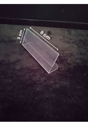 10 Ad Şeffaf Plastik Etiketlik İsimlik 8x3 Cm Kartvizitlik Ayaklı