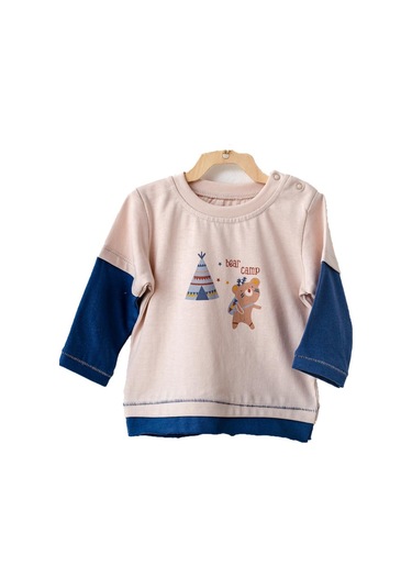 Dear_Enika Andywawa Bear Camp Erkek Bebek Mavi Tshirt Ac21081