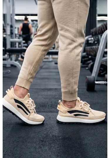 In Step Stratomesh Krem Kalın Tabanlı Erkek Spor Ayakkabı Rahat Günlük Sneaker