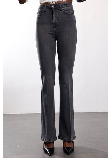 5in1Canpolat Antrasit Full Likra Toparlayan Flare Jean 7578 Antrasit