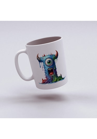 I Harfi Bardak, Sevimli Canavarlar Harflı Bardak Hediyesi Porselen Beyaz