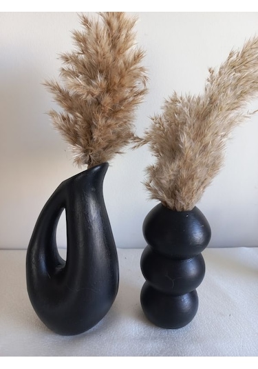 Sürahi Balon Vazo Set Siyah Siyah