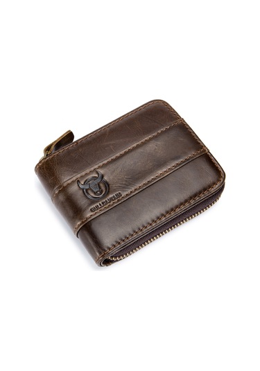 Suofeng Vintage Renkli Deri Cüzdan: Çoklu Bölmeli, Fermuarlı, Erkekler İçin Şık Ve Pratik Aksesuar Kahve