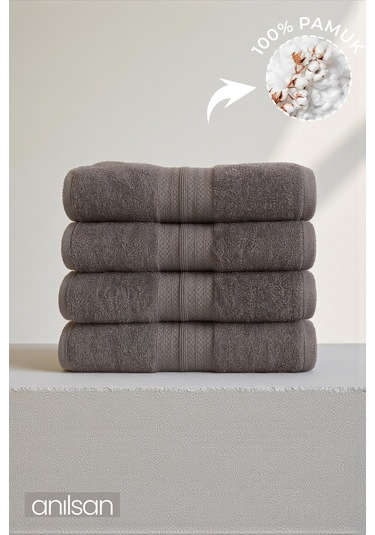 4'lü Eko Antrasit Banyo Havlusu - 70x140 Cm, 345gr, %100pamuk, Spa Ve Otel Havlusu, Günlük Kullanıma Uygun Antrasit
