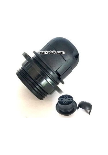 Marketcik E27 Siyah Yarım Dişli Rondelalı Geçmeli Duylar