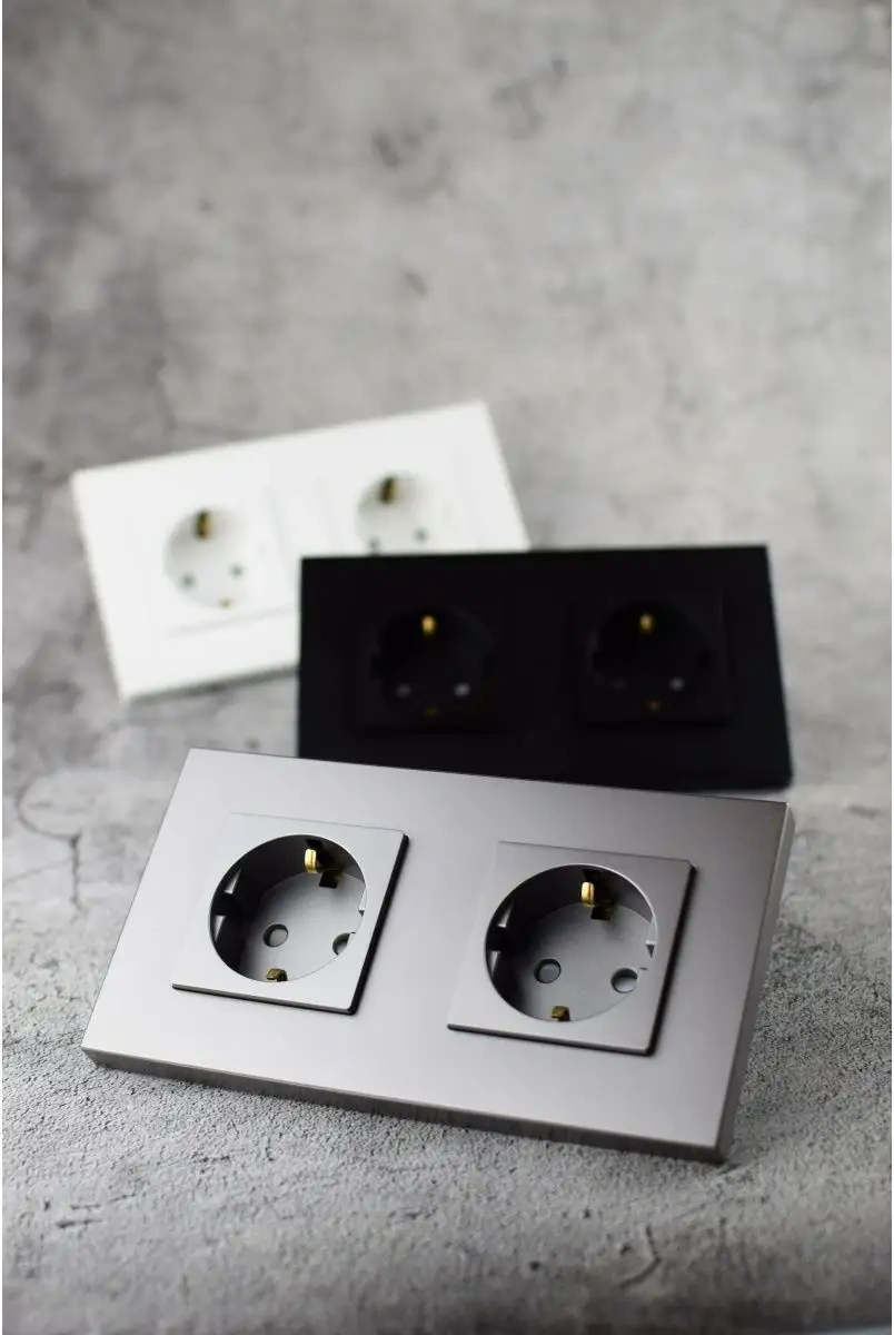 Vo'stabl Çiftli, İki Kişilik Gri Priz, Topraklama, Koruyucu Kapaklar. 145892878 102