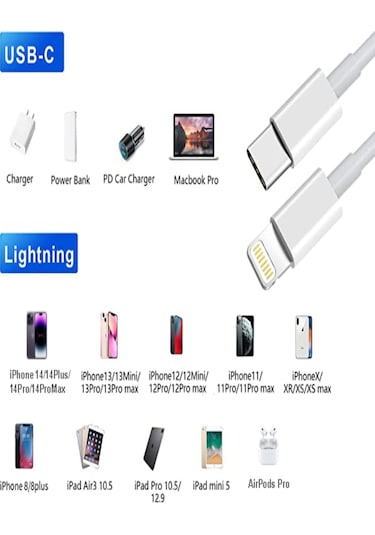 Type-C to Lightning 20W Hızlı Şarj ve Data Kablosu 1 Metre