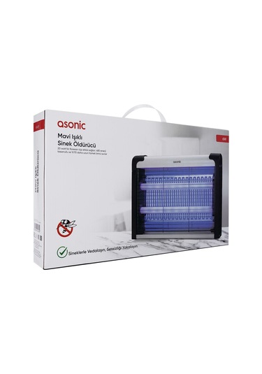 Asonic As-a29 Siyah Büyük Boy 6w+ 2000v Zincir Askısılı İki Ledli Sinek Öldürücü