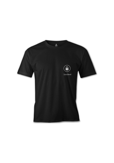 Kalp - Kilitli Siyah Erkek Tshirt