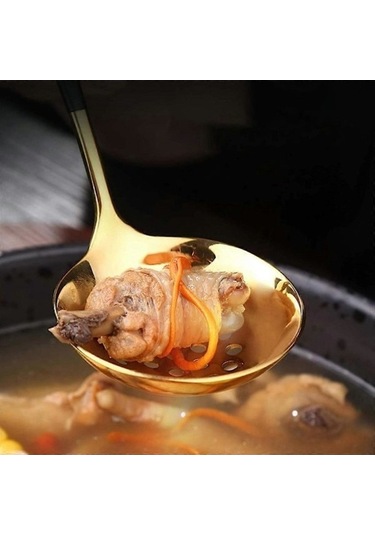 Fastbuy Altın Kaplama Paslanmaz Çelik Kaşık Seti, Büyük Ve Küçük Kaşık, Yemek Pişirmek İçin Metal Kaşık