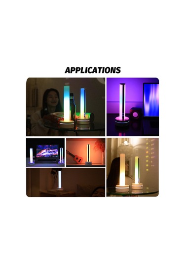 Yaozixa Rgb Sesli Işık Stripti, 8 Renk/modlu Parti Ve Oyuncu Masaüstü Atmosfer Lambası, Led Araç Dekorasyonu Işığı Işık Şeridi + Tutucu Beyaz