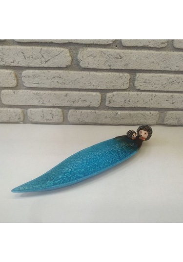 Kirpi Figürlü Tütsülük Mavi Tabaklı