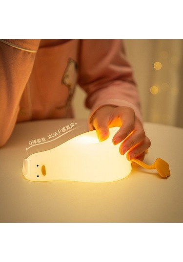 Prestigegoods Neoglint Led Gece Lambası, Sevimli Ördek Başucu Lambası K, Silikon Kaplama Beyaz