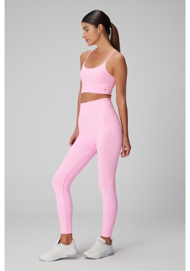 Jerf Gela Yüksek Bel, Esnek Ve Toparlayıcı Spor Tayt Neon Pembe 001