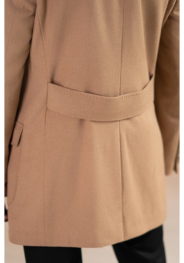 Paul Martin İtalyan Yaka Yünlü Kruvaze Kaşe Kaban Devetüyü