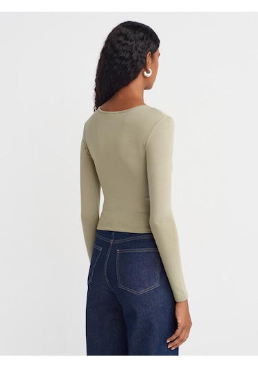 Dilvin 31442 Uzun Kollu Çıtçıt Düğmeli Top-çağla Çağla