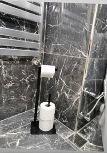 Siyah Özel Tasarım Tuvalet Kağıtlığı Biriktirmeli Kare