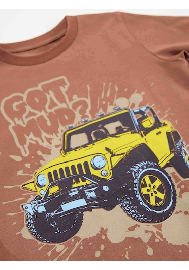 Denokids Mshb&g Jeep Mood Erkek Çocuk T-shirt Gabardin Şort Takım Çok Renkli