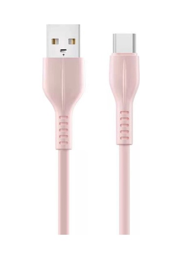 Geeksen Type C Usb Kablo, 2a Hızlı Şarj Ve Veri Transferi, Silikon Malzeme, 1 Metre Uzunluk, Pembe