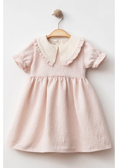 Baby Corner Fırfırlı Bebe Yaka Kız Bebek Elbise Pembe