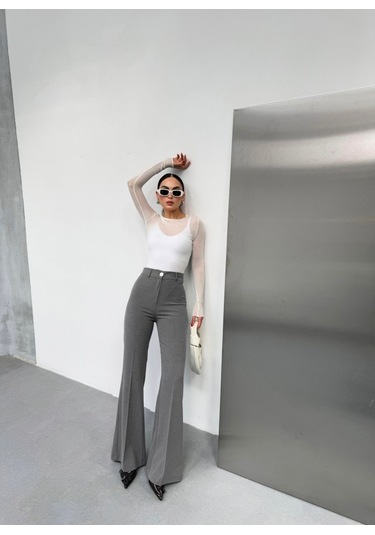 230 Gr Poly Viscose Full Lycra I Spanyol Paça Pantolon K.gri