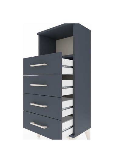 Arges Komodin Tek Raflı 4 Çekmeceli 44x30x106 Antrasit-antrasit Antrasit