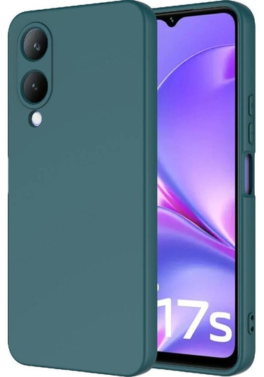 Forzacase Vivo Y17s İle Uyumlu Liquid Serisi İçi Kadife Lansman Silikon Kılıf Yeşil