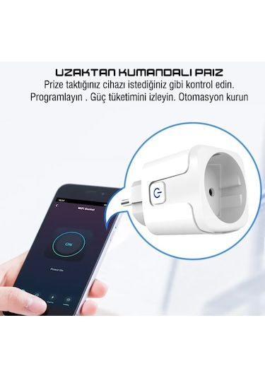 Tuya Destekli Akıllı Priz 20 Amper Elektrik Tüketim İzleme Ve Kon
