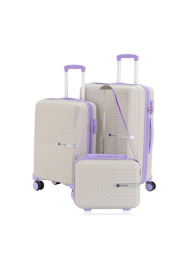 Mçs Polipropilen 3lü Valiz Seti Orta & Kabin & Makyaj V374 S24sy1000080-set 10729 Kemik/lila Kemik - Lila