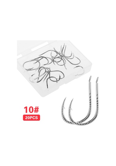 Yuntech01 20 Adet Yüksek Karbon Çelik Işini İğnesi 10 Numara, Çengelli Ve Çoklu Oluklu Tasarım, Balık Kaçırma Riskini Azaltır