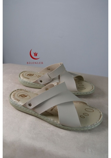 Erkek Çapraz Model Yumuşak Taban Sandalet&terlik Hac, Umre Ve Günlük Kullanıma Uygun Bej