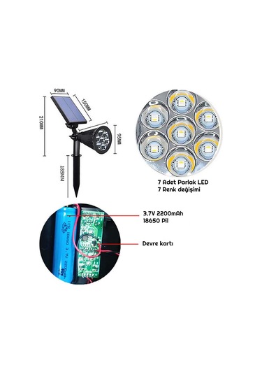 Exeo Solar Rgb Led Bahçe Aydınlatma Güneş Enerjili Lamba 1 Adet