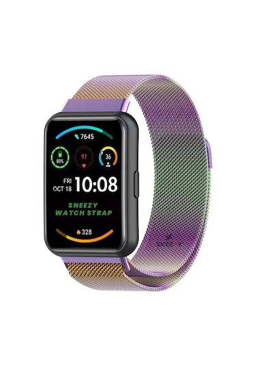Huawei Watch Fit 2 Metal Hasır Kordon Woven Wire Metal Tasarım Ko