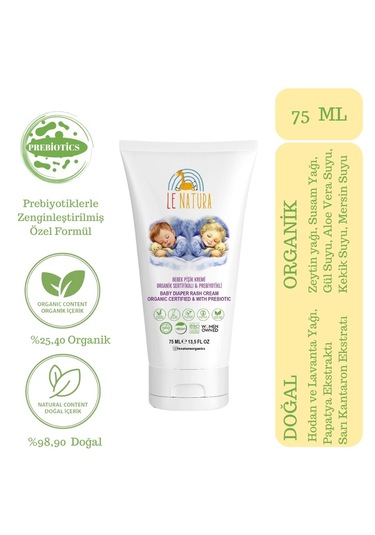 Le Natura Organik Vegan ve Prebiyotikli Bebek Pişik Kremi 75 ML
