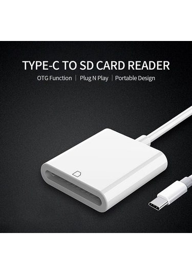 Jeehugo Type-c'den Sd/tf Kart Okuyucu, 64gb'a Kadar Destekli, Hızlı Fotoğraf Paylaşımı, Plug & Play, Beyaz, Taşınabilir Abs Tasarım