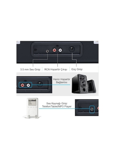 T317ub Retro Pikap Siyah Bluetooth Şarj Edilebilir