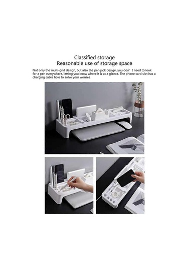 Ganzhoushop Plastik Masa Düzenleyici Masa Kırtasiye Tutucu Klavye Rafı Ev Ofis Masaüstü Depolama Rafı