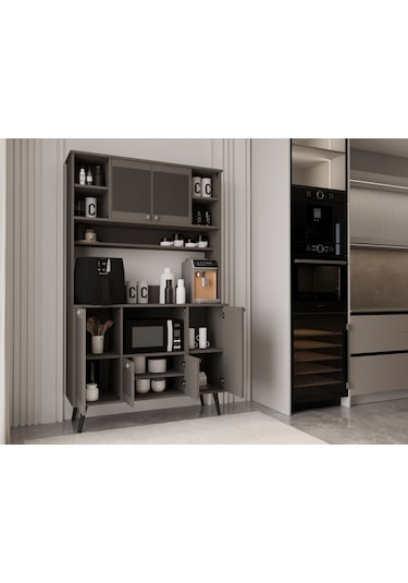 Melura Kahve Köşesi 120 Cm %100 Mdf Çok Amaçlı Dolap Gri