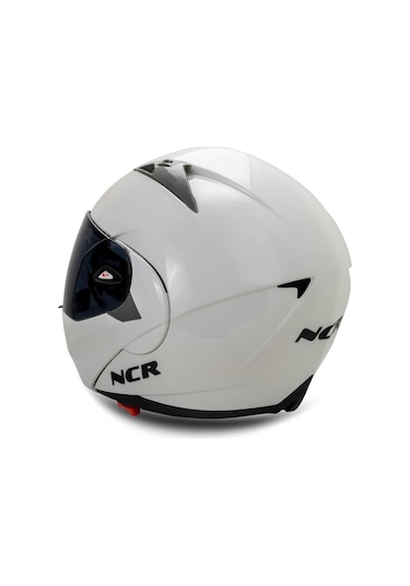 Ncr Çene Açılır Beyaz Siyah Vizörlü Motosiklet Kaskı Beyaz