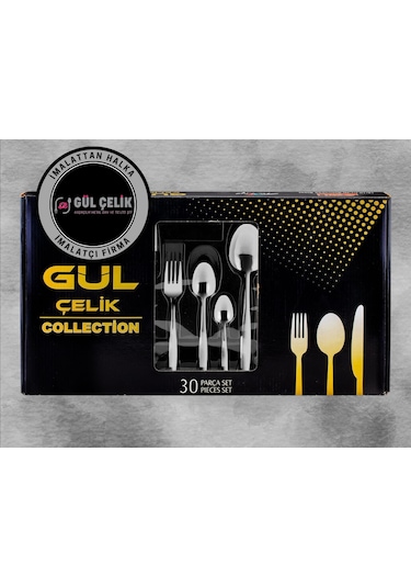 30 Parça 6 Kişilik Çatal Kaşık Seti Sade Model 18/0 Kalite Kutulu