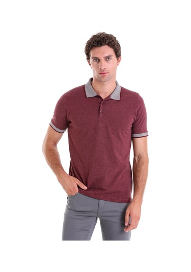 Hatemoğlu Bordo Regular Fit Düz Pamuklu Polo Yaka Tişört Bordo