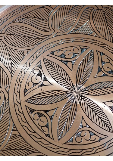 Modabakir Bakır Ağır Oyma İşlemeli Tepsi 1.2 Mm Kalınlık Model:344433 Bakır