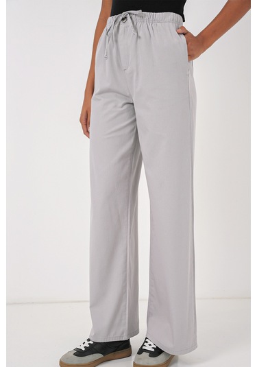 Bigdart 6690 Kadın Bol Paça Yüksek Bel Pantolon - Gri